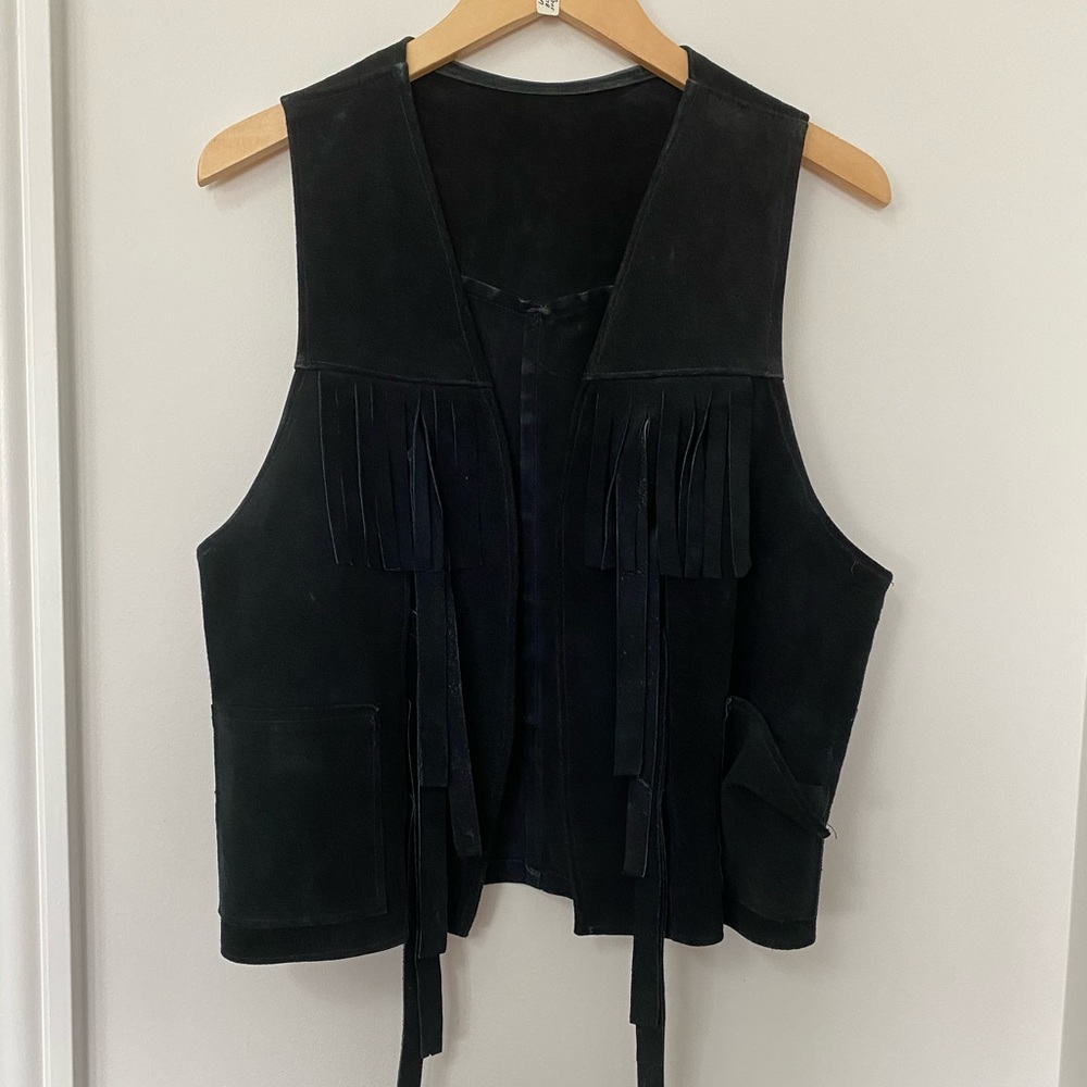 Vintage Hippie Halloween Boho Suede Fringe Vest